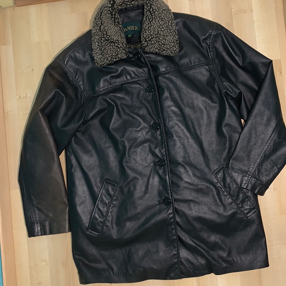 DANIER Leather Jacket w/ removable Sherpa insulation vest & collar